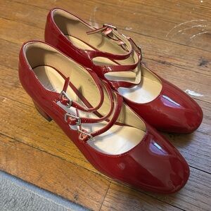 Red Mary Jane heels